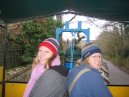 Tessa and Lizzie on Cyder Farm tractor